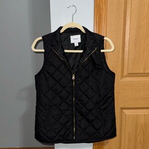 Old Navy Black and Gold Lightweight Puffer Vest Women’s Size Small